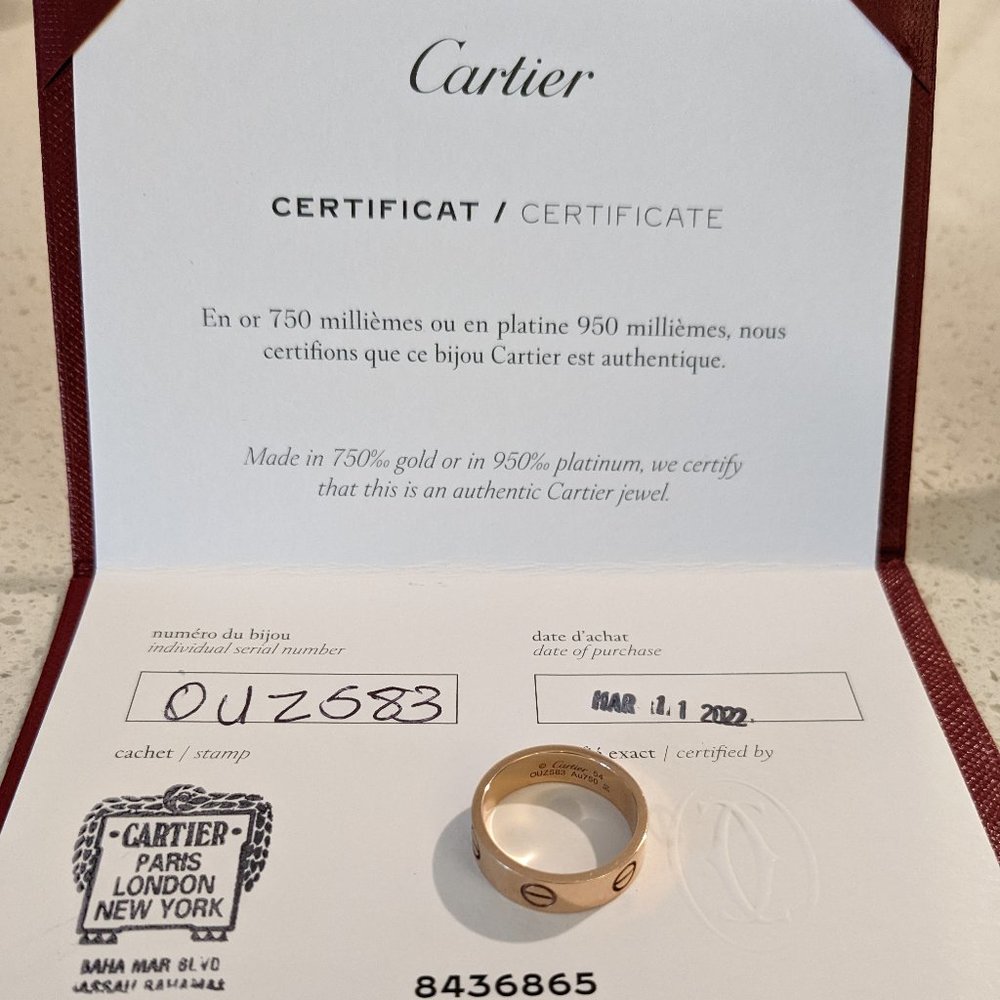 Cartier 18K Rose Gold Love Ring Size 54 6.75